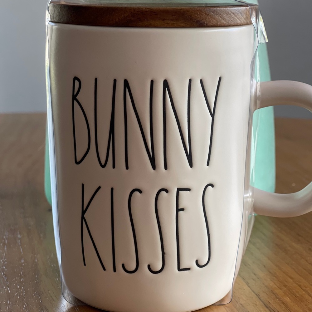 Rae Dunn BUNNY KISSES Large Letter Coffee Mug